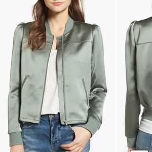 Sage Satin Bomber Jacket “Hinge” size S